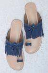 Buy_Sandalwali_Beige Leather Lady Suzy Denim Sandals_at_Aza_Fashions
