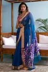 Buy_Mint N Oranges_Blue Handwoven Pure Chanderi Zari Saree _at_Aza_Fashions