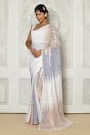 Buy_Nazaakat by Samara Singh_White Georgette Embroidered Sequin Seamless Abstract Saree _at_Aza_Fashions