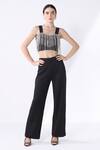 Buy_Ashico_Black Lycra Jewel Sweetheart Neck Work Bustier And Pant Set _at_Aza_Fashions