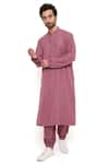 Buy_PS Men by Payal Singhal_Pink Linen Plain Bomber Kurta And Joggers Set _at_Aza_Fashions