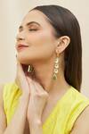 Buy_Just Shradhas_Gold Plated Pearls, Beads, Gota Patti Kundan Tiered Earrings _at_Aza_Fashions