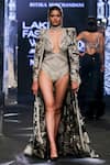 Buy_Ritika Mirchandani_Beige Net Embroidery Floral Bodysuit Plunging V Brisa Jacket With  _at_Aza_Fashions