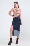 Buy_Ekastories_Blue Denim Pencil Fit Skirt_at_Aza_Fashions