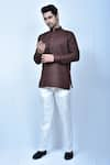 Buy_Samyukta Singhania_Brown Kurta Linen Cotton Slim Fit Short And Pant Set _at_Aza_Fashions