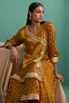 Buy_5elements_Yellow Modal Satin Woven Bandhani V Neck Pattern Anarkali With Pant _at_Aza_Fashions