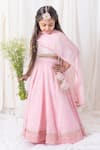 Shop_Chotibuti_Pink Cotton Pearls, Sequins, Tassels Embroidered Border Lehenga Set _at_Aza_Fashions