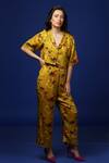 Buy_Ekastories_Yellow Cotton Pashu Mela Lapel Resort Shirt And Pant Set _at_Aza_Fashions