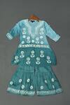 Buy_Maaikid_Blue Muslin Embroidery Ombre Chikankari Kurta And Sharara Set _at_Aza_Fashions