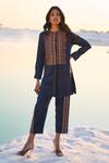 Buy_Dash And Dot_Blue Tencel Embroidery Round Neck Geometric Tunic With Pant _at_Aza_Fashions