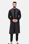Buy_Mayank Modi - Men_Black Silk Print Motif Chanderi Overlay Kurta Set _at_Aza_Fashions