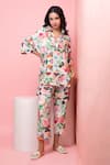 Buy_Rhe-Ana_Green Rayon Printed Pastel Floral Collared Neck Shirt And Pant Co-ord Set _at_Aza_Fashions