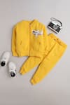 Buy_Knitting Doodles_Yellow Fleece Printed Aeroplane Jacket And Joggers Set  _at_Aza_Fashions