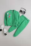 Buy_Knitting Doodles_Green Fleece Printed Aeroplane Jacket And Joggers Set  _at_Aza_Fashions