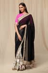 Buy_Masaba_Ivory Raw Silk Print Oasis And Embroidered Border Saree _at_Aza_Fashions