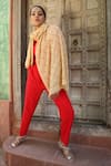 Buy_Dusala_Yellow Diagonal Stone Work Stole _at_Aza_Fashions
