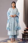 Buy_Abbaran_Blue Kurta And Palazzo - Cotton Cambric Printed Polka Dots Hand Block Set _at_Aza_Fashions