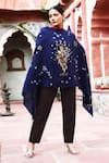 Buy_Dusala_Blue Virgo Sequin Pipe And Thread Work Shawl _at_Aza_Fashions