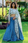 Buy_Redpine Designs_Blue Viscose, Georgette, Chanderi Cut Work, And Cutdana Embroidered Lehenga Set _at_Aza_Fashions