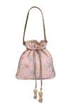 Buy_Fuchsia by aashaka mehta_Pink Embroidery, Sequins Silk Thread Potli Bag _at_Aza_Fashions