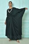 Buy_Nazaakat by Samara Singh_Green Mini Silk Shell Embellished Asymmetric Hem Kaftan_at_Aza_Fashions