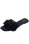 Buy_Adorn My Wish_Black Embellished Pearl And Fringe Flats _at_Aza_Fashions