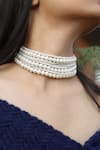 Shop_Do Taara_White Delicate Pearl Choker Necklace _at_Aza_Fashions