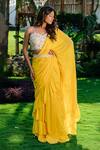 Buy_Redpine Designs_Yellow Saree Viscose Georgette Hand Embroidery Saadi Sweetheart And Blouse Set _at_Aza_Fashions