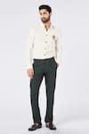 Buy_S&N by Shantnu Nikhil_Green Cotton Embroidered Adamas Placement Trouser _at_Aza_Fashions