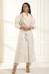 Buy_Omana By Ranjana Bothra_Ivory Chanderi, Organza Applique, Embroidery, Tassels V-neck Safina Kurta Set _at_Aza_Fashions