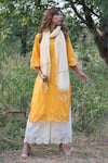 Buy The Home Affair Yellow Cotton, Silk Gota Patti V-neck Work Scalloped Hem Kurta Palazzo Set at Aza Fashions Buy_The Home Affair_Yellow Cotton, Silk Gota Patti V-neck Work Scalloped Hem Kurta Palazzo Set _at_Aza_Fashions
