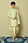Buy_Arihant Rai Sinha_Yellow Cotton, Silk Striped Pattern Kurta And Dhoti Pant Set _at_Aza_Fashions