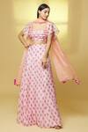 Buy_Kalakaari By Sagarika_Pink Cotton, Chiffon Tassels, Mirrors Square Chanderi Floral Print Lehenga Set _at_Aza_Fashions