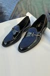 Buy_SCHON ZAPATO_Blue Suede Buckle Loafers  _at_Aza_Fashions