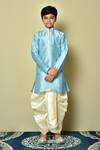 Buy_Petite Pomme_Blue Silk Straight Kurta And Dhoti Pant Set _at_Aza_Fashions