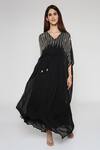 Buy_Bha Sha_Black Georgette Sequins, Cut Work, Embroidery Elsa Long Kaftan With Inner _at_Aza_Fashions