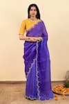 Buy_Pita Nila_Purple Satin Silk Organza Embroidery Soha Placement Saree With Blouse  _at_Aza_Fashions