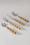 Buy_Table Manners_Silver Stainless Steel/wood Bamboo Cutlery Set_at_Aza_Fashions