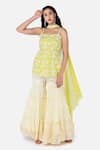 Buy_Keith Gomes_White Georgette Sweetheart Neck Embroidered Kurta Sharara Set _at_Aza_Fashions