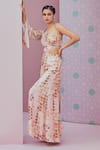 Buy_Krisha sunny Ramani_Pink Modal Satin Embroidered Crystal One Shoulder Cut-out Embellished Jumpsuit _at_Aza_Fashions