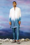 Shop_Rohit Gandhi + Rahul Khanna_Multi Color Viscose, Silk, Chanderi Ombre Bundi And Kurta Set _at_Aza_Fashions