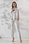 Buy_RANNA GILL_White Crepe Embroidery Floral Flower Vine Thread Work Pant _at_Aza_Fashions