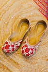 Buy_Cilwana Studio_Maroon Embroidered Pearl Juttis _at_Aza_Fashions