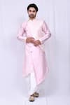 Buy_Arihant Rai Sinha_Pink Art Silk Printed Geometric Asymmetric Kurta And Dhoti Pant Set_at_Aza_Fashions