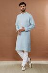 Buy_Aham-Vayam_Blue Cotton Sequins Jahaan Embroidered Kurta And Churidar Set _at_Aza_Fashions
