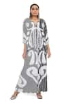 Buy_PS Pret by Payal Singhal_Black Crepe Printed Uzbek Notched Kaftan And Palazzo Set  _at_Aza_Fashions