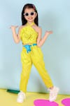 Buy_LIL DRAMA_Yellow 100% Cotton 3d Rose Halter Neck Top And Pant Set _at_Aza_Fashions