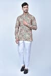 Buy_Khwaab by Sanjana Lakhani_Green Art Silk And Cotton Print Short Kurta & Pant Set For Men_at_Aza_Fashions