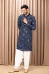 Buy_Ankit V Kapoor_Blue Pure Georgette Embroidered Mirror Work Rashid Kurta Set _at_Aza_Fashions