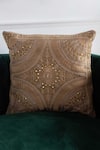 Buy_Khaabka_Brown Cotton Linen Embroidery Tonal Cushion Cover - Set Of 2_at_Aza_Fashions